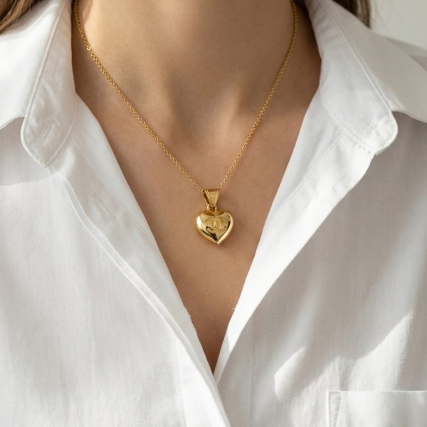 Zawieszka serce 3D litery 2 cm złoto 585 