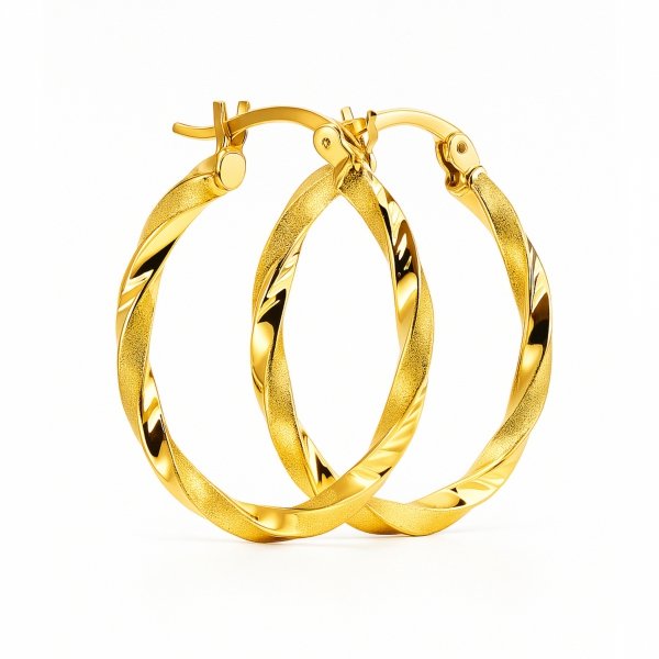 Kolczyki o skręconej formie, wykonane ze złota próby 585