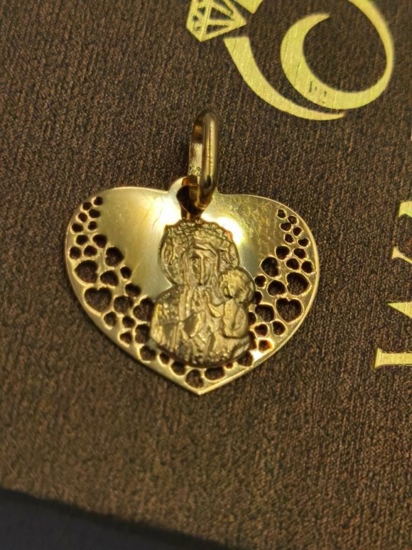 Medalik serce koronka złoto 585