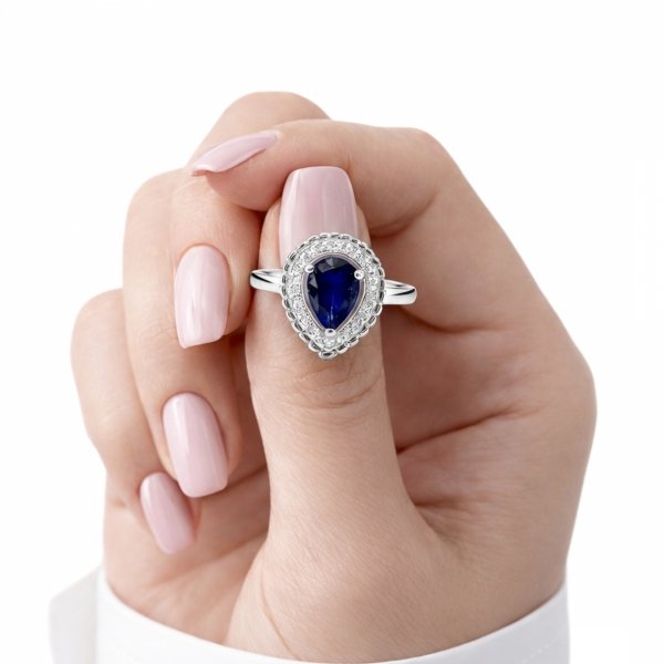 Pierścionek z naturalnym szafirem srebro 925