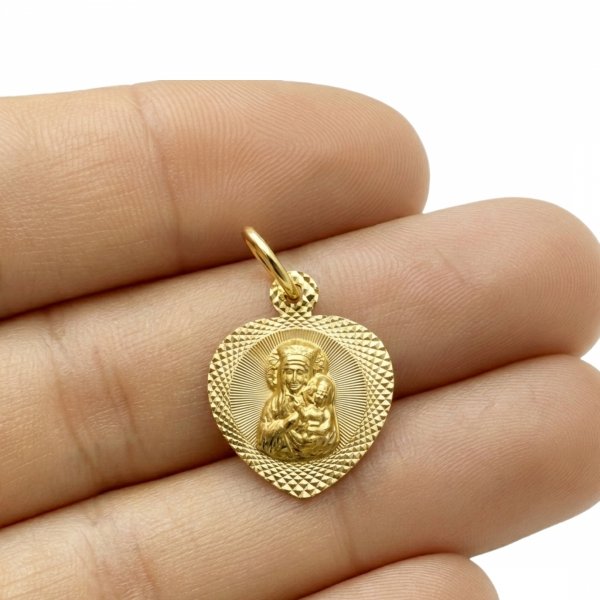 Medalik serce grawerowane z wizerunkiem złoto 585 