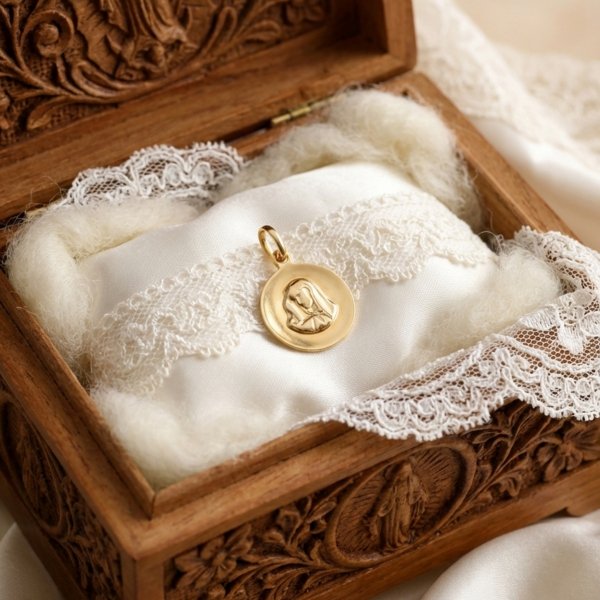 Medalik koło z wizerunkiem złoto 585 