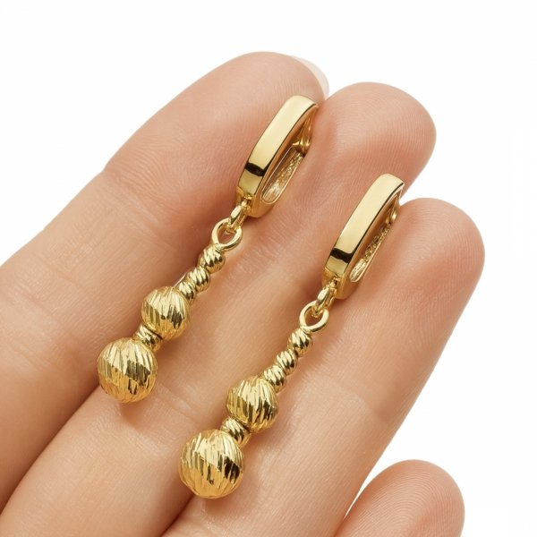 Kolczyki grawerowane kule złoto 585 