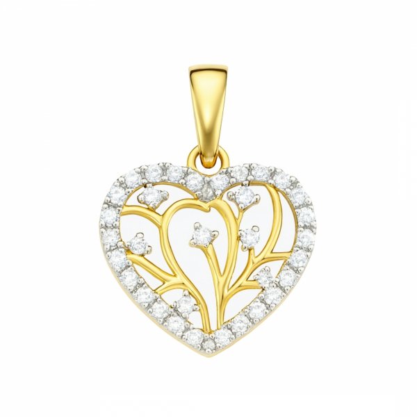 Zawieszka serce gałązki złoto 585