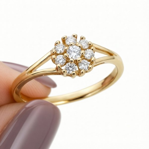 Pierścionek markiza kwiat R.10 złoto 585 