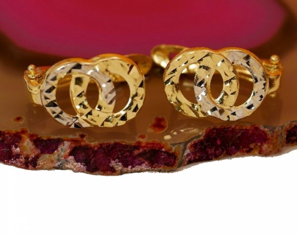  Kolczyki angiel podwójne obrączki kolor Złoto 585