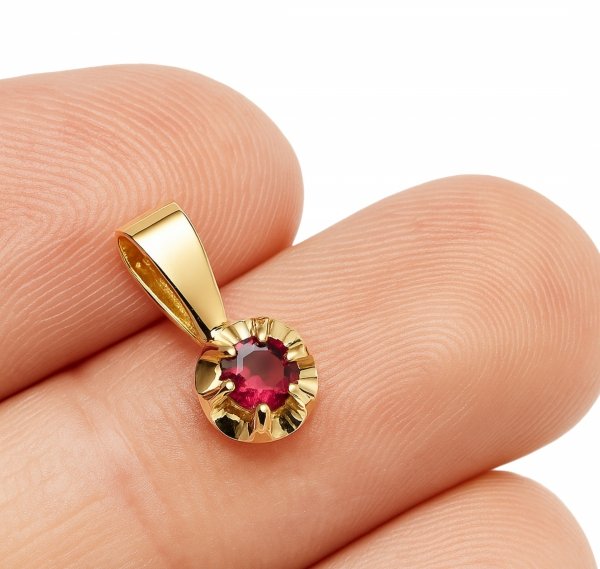 Zawieszka z czerwonym kamieniem złoto 585