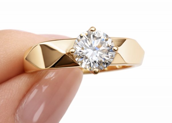 Pierścionek duży kamień o szlifie klasycznym R.18/19 złoto 585