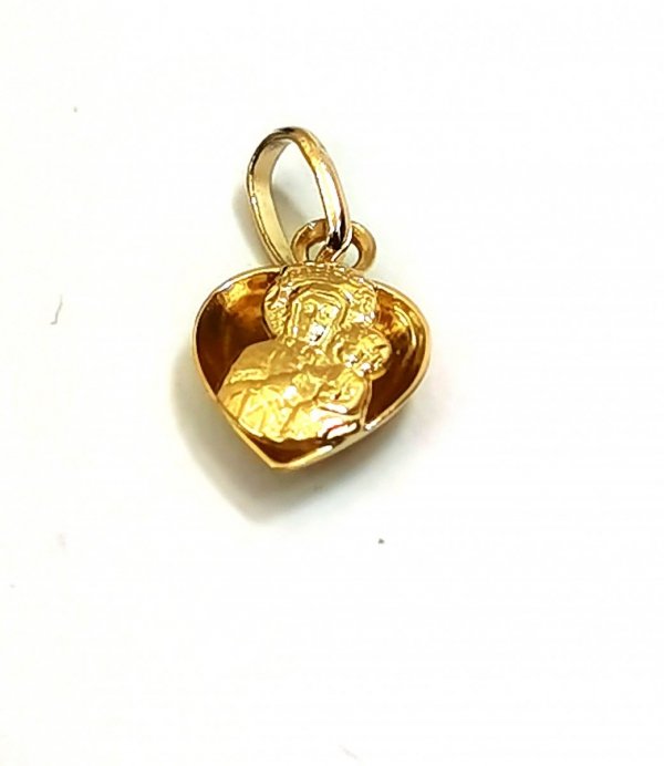 Medalik 3D serce dwustronny złoto 585