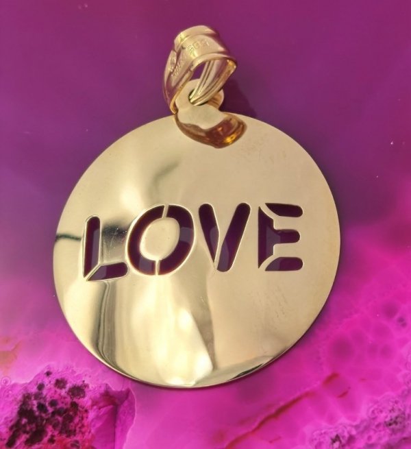 Wisior Koło 3D LOVE 3cm Złoto 585 