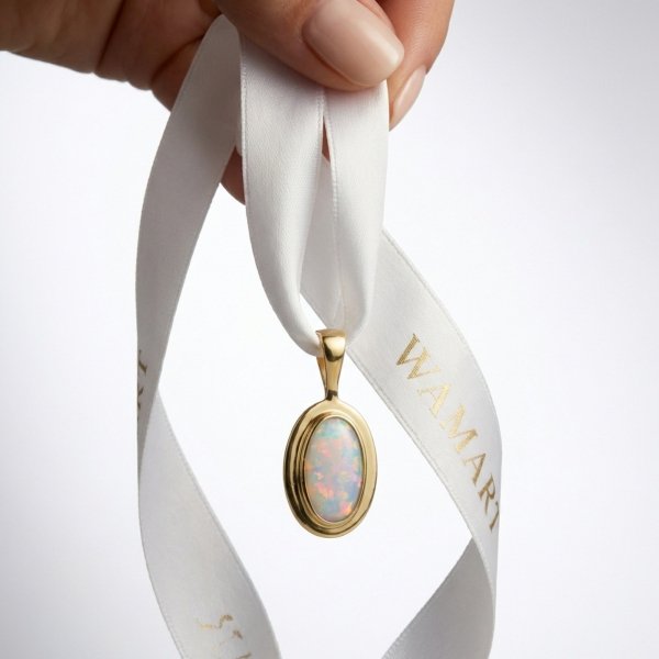 Wisior w owalnej oprawie z opalem złoto 585 