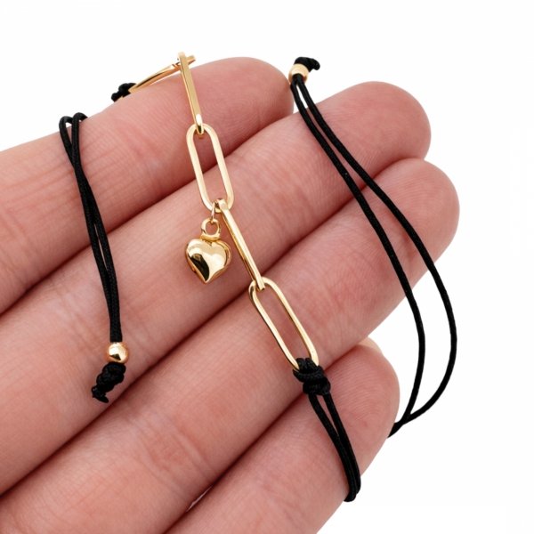 Bransoletka ogniwa z sercem złoto 585 