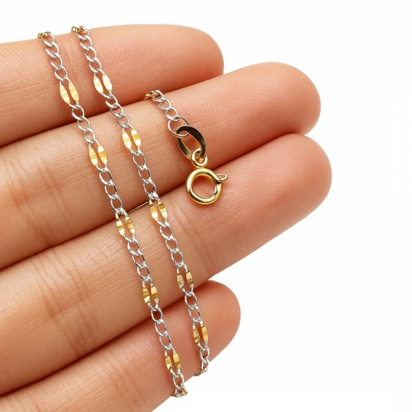 Łańcuch figaro finezja białe złot 50cm złoto 585