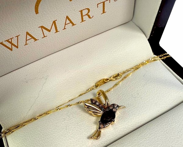 Naszyjnik koliber kawrc dymny diam 7/0.07ct złoto 585