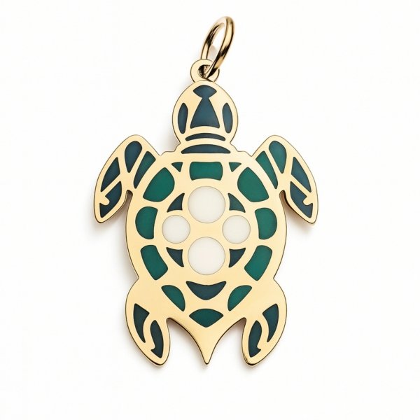 Wisior żółw kolor emalia jubilerska złoto 585 