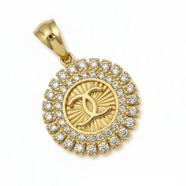 Wisior koło cyrkonie litery złoto 585 