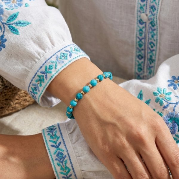 Bransoletka z niebieskimi kamieniami złoto 585