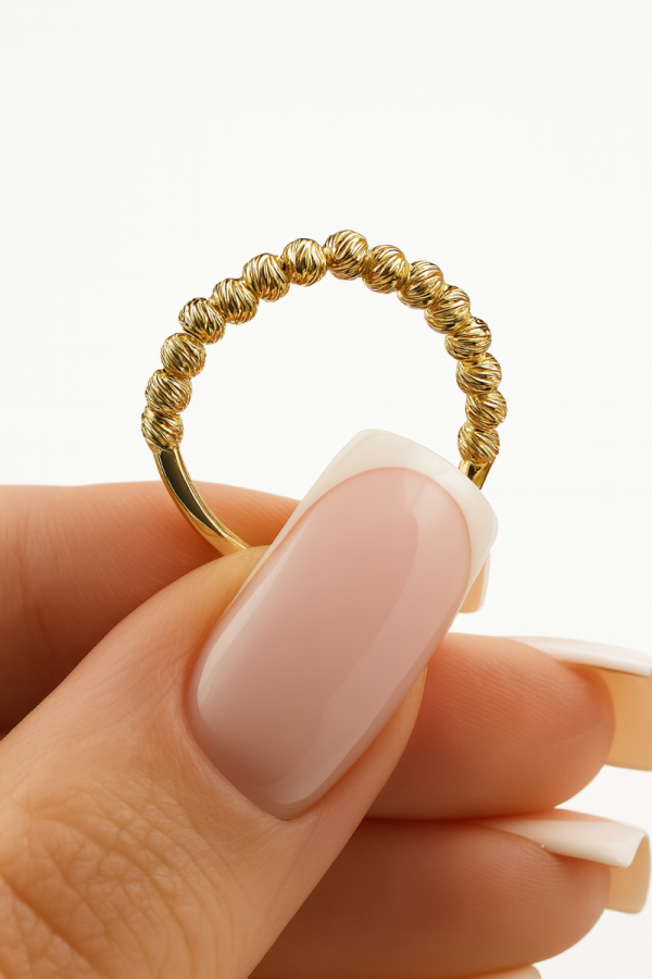  Pierścionek grawerowane kule R.10 złoto 585 