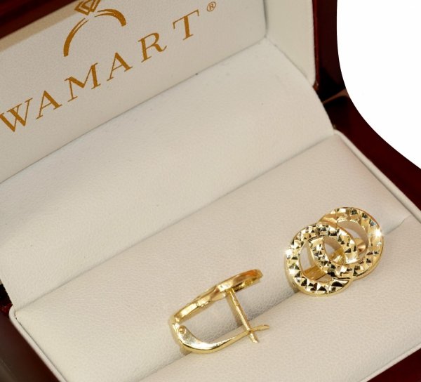 Kolczyki angiel 2cm podwójne obrączki diament Złoto 585