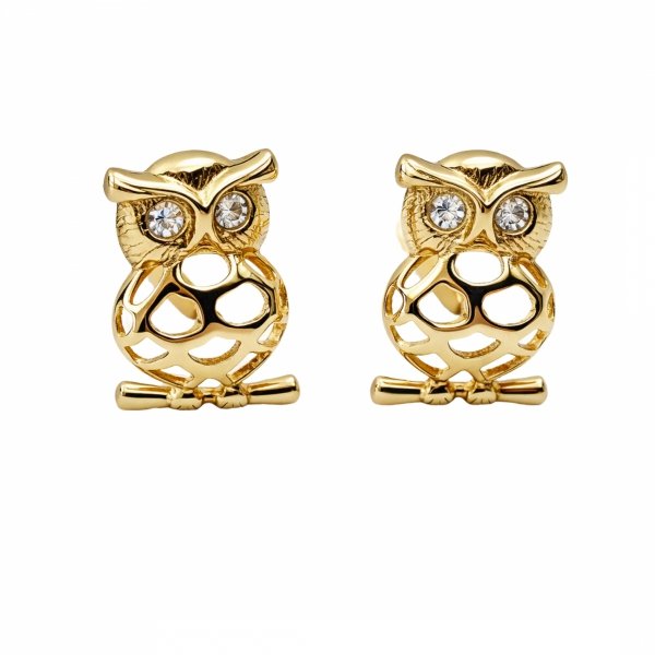 Kolczyki sztyft sowa złoto 585