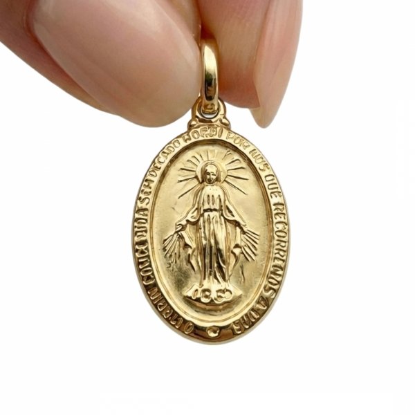 Cudowny medalik dwustronny złoto 585  