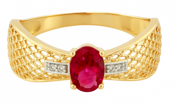 Pierścionek z rubinowym kamieniem R.20 złoto 585