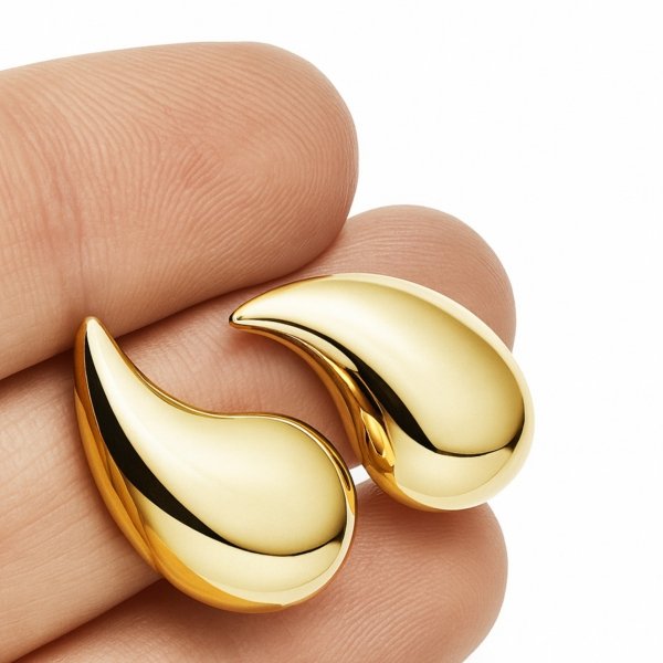 Krople sztyft 3D Kolczyki złoto 585 