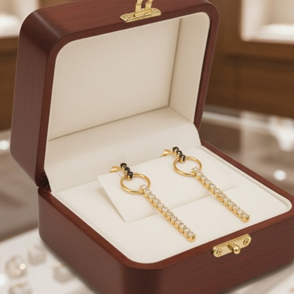 Kolczyki koła białe i czarne kamienie sztyft złoto 585 