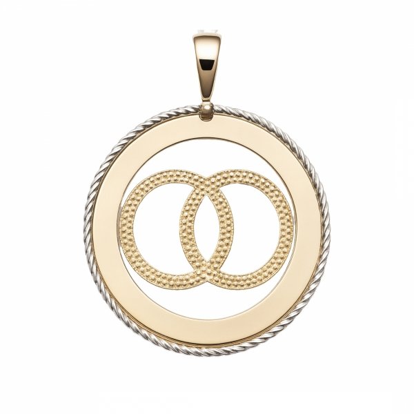 Wisior obrączki w kole dwustronne złoto 585