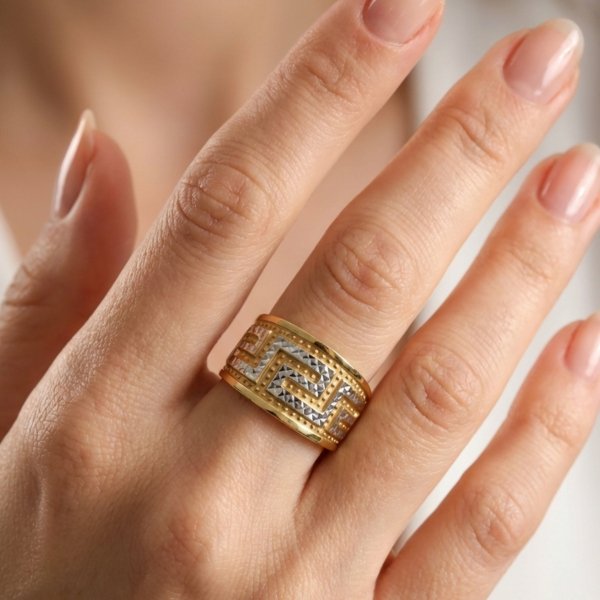 Pierścionek diamentowany z motywem greckim R.19 złoto 585 