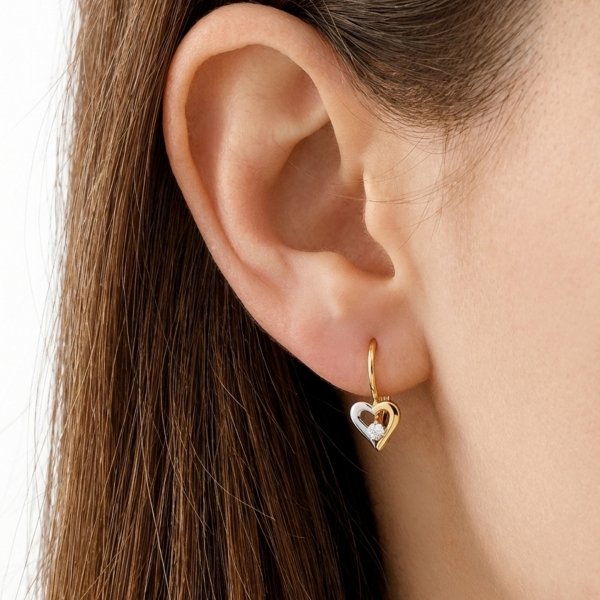 Kolczyki serca kolor złoto 585 