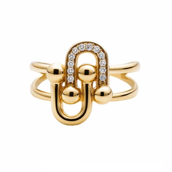 Pierścionek R. 17 z motywem geometrycznym złoto 585