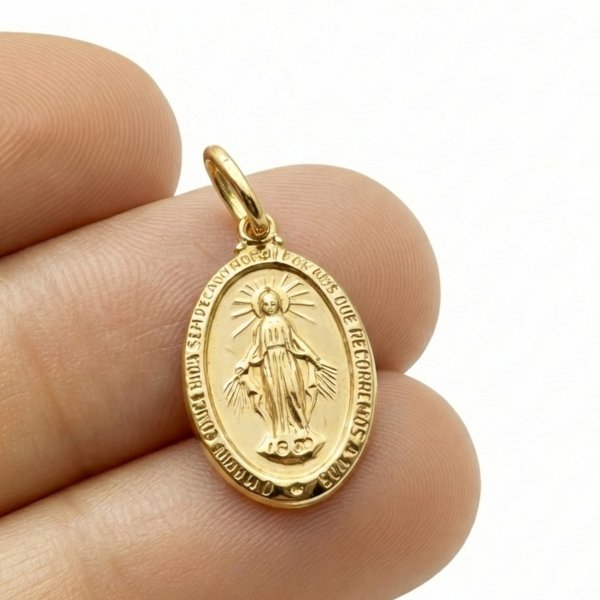 Cudowny medalik dwustronny złoto 585  