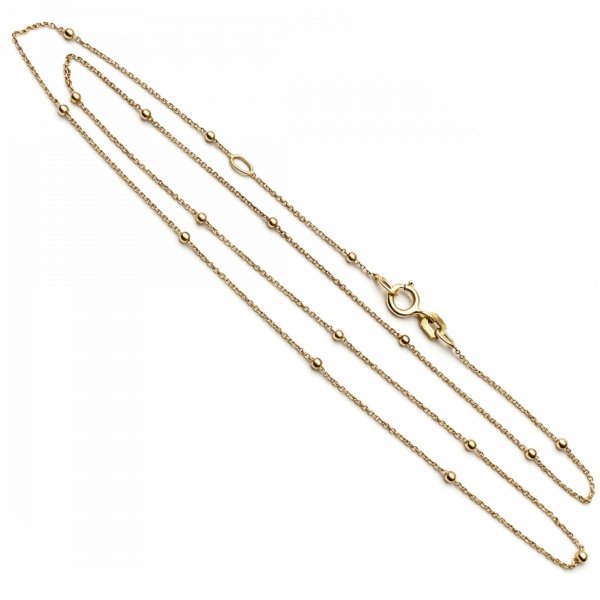 Łańcuch kuty 45cm kule złoto 585