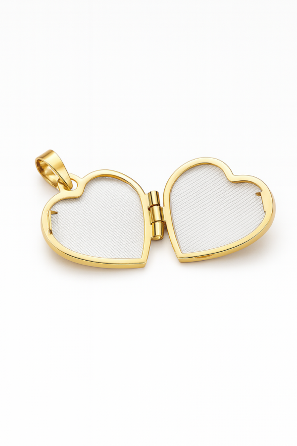 Puzderko otwierane w kształcie serca gładkie złoto 585