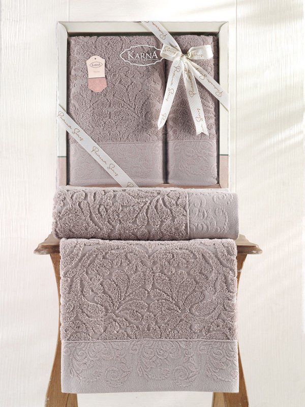 Ręcznik bawełniany frotte NOVRA/3662/beige 50x90+70x140 kpl.