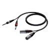 Procab CAB708/3 2 x XLR male - 2 x 6.3 mm Jack male mono 3 meter