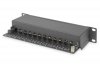 Digitus Patch panel 10 cali 12 portów, kat.6, S/FTP, 1U, wspornik kablowy, czarny (kompletny)