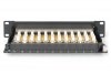 Digitus Patch panel 10 cali 12 portów, kat.6, S/FTP, 1U, wspornik kablowy, czarny (kompletny)