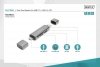 Digitus Czytnik kart 3-portowy USB Typ C/ USB 3.0 SuperSpeed SD Micro SD HQ  aluminium Szary