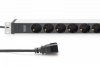 Digitus Listwa zasilająca PDU 19 cali Rack, 8x gniazdo ze stykami ochronnymi unischuko 16A/230V, 1x wtyczka IEC C20, 16A, przewód zasilający 2 m, Aluminiowa