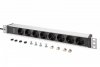 Digitus Listwa zasilająca PDU 19 cali Rack, 8x gniazdo ze stykami ochronnymi unischuko 16A/230V, 1x wtyczka IEC C20, 16A, przewód zasilający 2 m, Aluminiowa