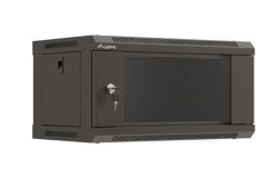 Lanberg Szafa instalacyjna rack wisząca 19 cali 4U 540x350 czarna drzwi   przeszklone ( flat pack)