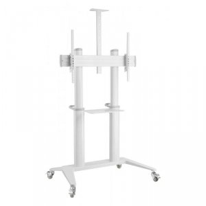 Stojak mobilny Techly 70 cali-120 cali, 140kg z półką, biały