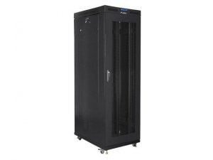 Szafa instalacyjna Rack stojąca 19 cali 42U 800x1000 czarna drzwi perforowane LCD Lanberg (flat pack)