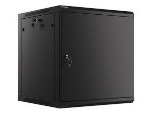 Szafa instalacyjna Rack wisząca 19 cali 12U 600x600 czarna drzwi metalowe Lanberg (flat pack)
