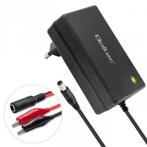 Qoltec Ładowarka do akumulatora AGM GEL | Prostownik 12V | 2A | 24W |   5.5x2.1 | kabel 1.8m