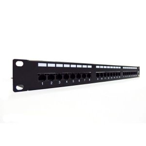 Digitus Patch panel 19 24 porty, kat.6, U/UTP, 1U, wspornik kablowy, czarny (kompletny)