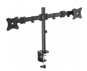 Digitus Stojak biurkowy podwójny z zaciskiem, 2xLCD, max. 27 cali, max. obciążenie 8kg,uchylno-obrotowy 360°