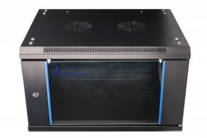 Extralink Szafka wisząca rack 6U 600x600 czarna szklane drzwi